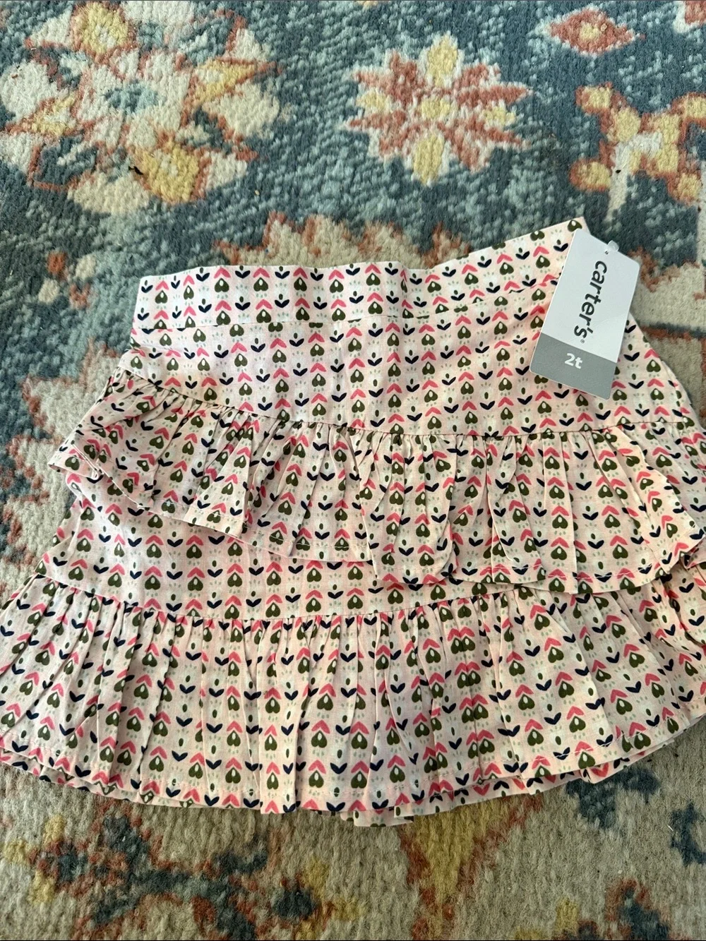 Brand New Carter's Light Pink Heart-Print Ruffle Skort
